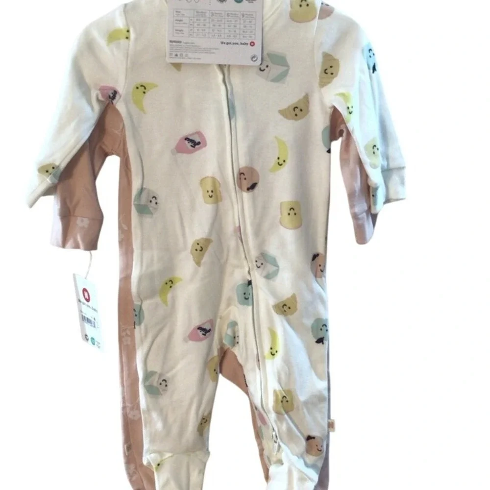 Huggies Baby Footed Coveralls 2 Pack‎ 6M Easy Change 2 Way Zipper Organic